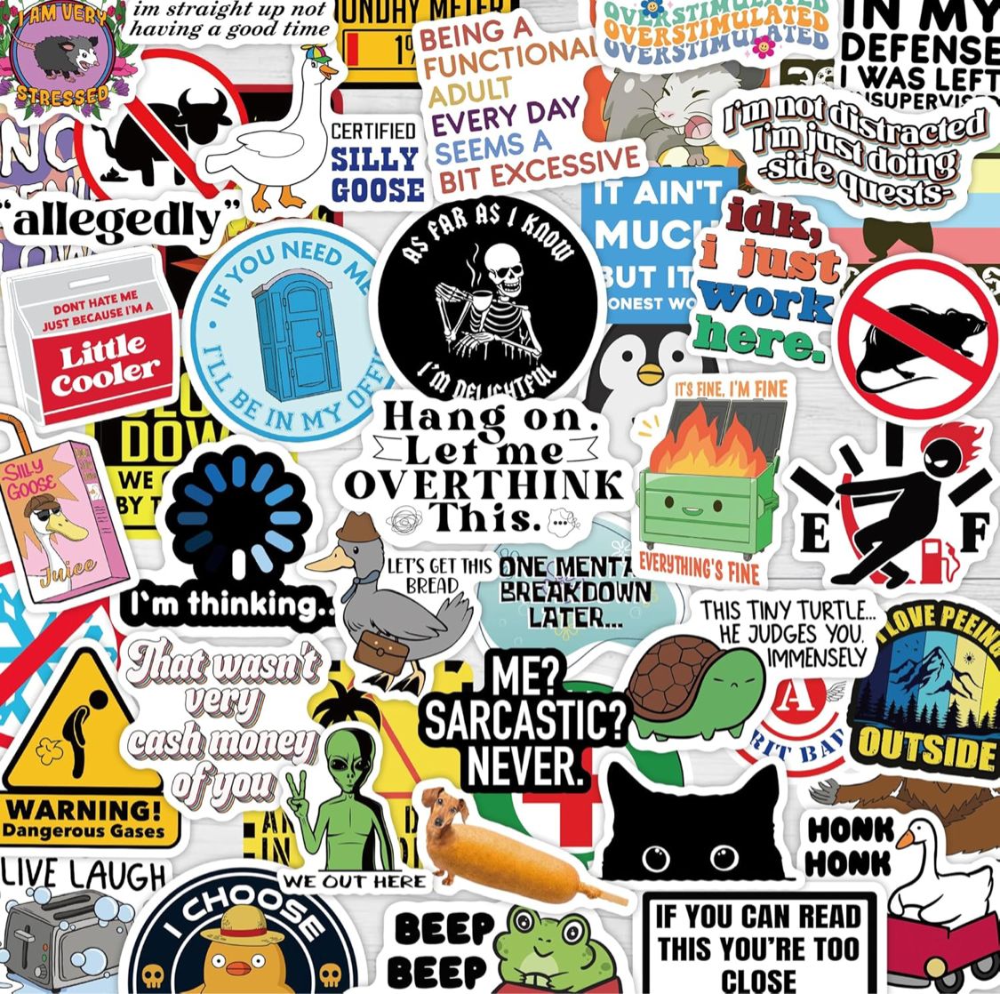 Bold & Hilarious Adult, Meme Stickers, Pack of 200 Waterproof Decals